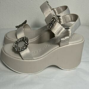 KARL LAGERFELD Kiana‎ Platform Sandal women jewels white platform summer 5.5